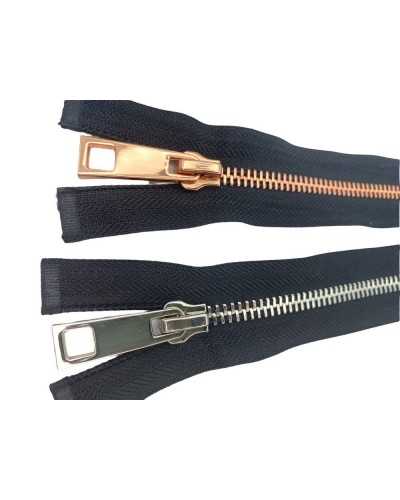 Cierre con Cremallera 1 Cadena Cursor Liberable Negra N.8 Metal Pulido 60 Cm Largo