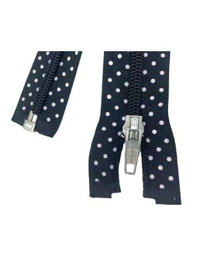 Fermeture Éclair Fermeture Éclair Noir Pois Blancs Curseur Argent Détachable Longueur 55 Cm