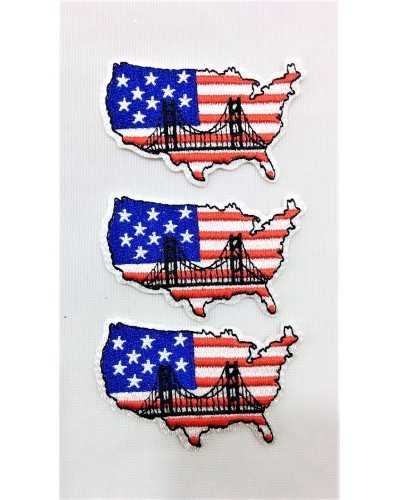 Iron-on application marbet patch embroidered united states america star bridge 60x35 mm