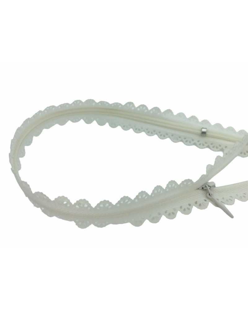 Reißverschluss, Reißverschlusskette, 3 unsichtbares Sangallo-Spitzen-Baumwollband, 40 cm