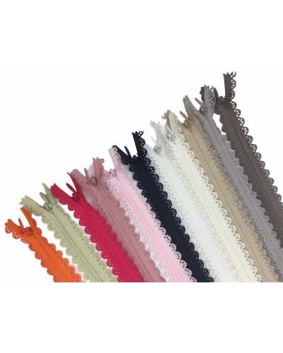 Reißverschluss, Reißverschlusskette, 3 unsichtbares Baumwollband, Sangallo-Spitze, 60 cm