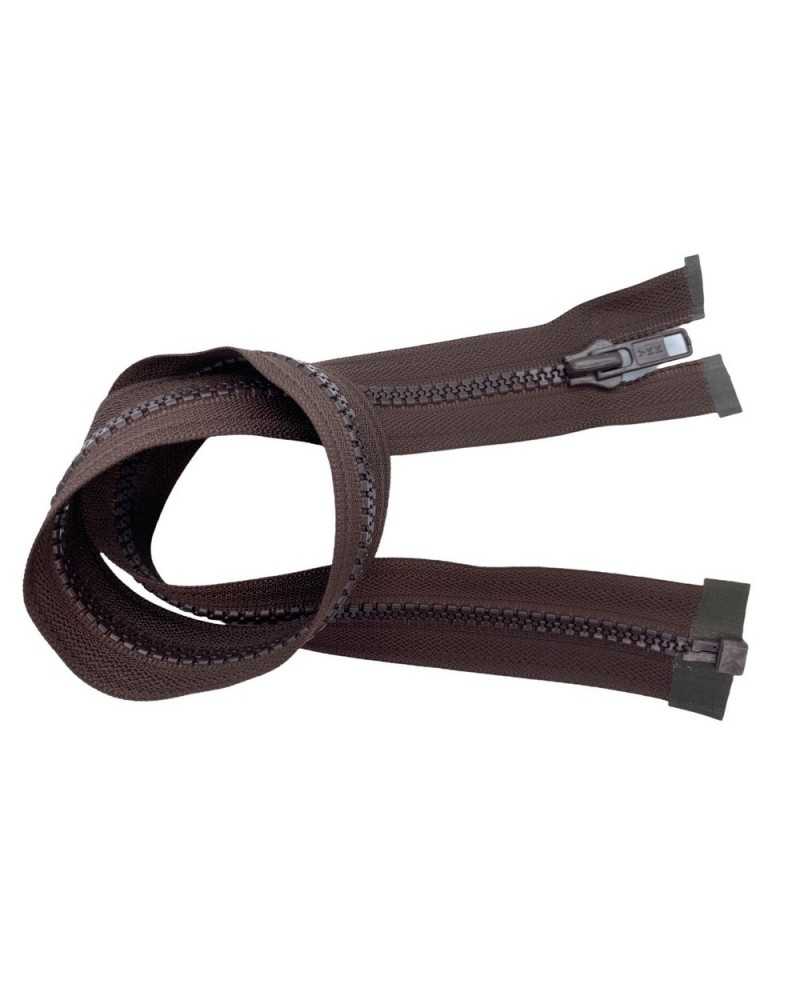 Cerniera Chiusura Zip Lampo Plastica Pressofusa Carrarmato YKK Divisibile Marrone Cm 52