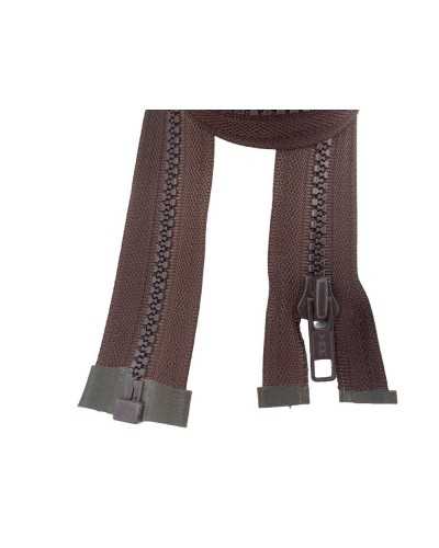 Cerniera Chiusura Zip Lampo Plastica Pressofusa Carrarmato YKK Divisibile Marrone Cm 52