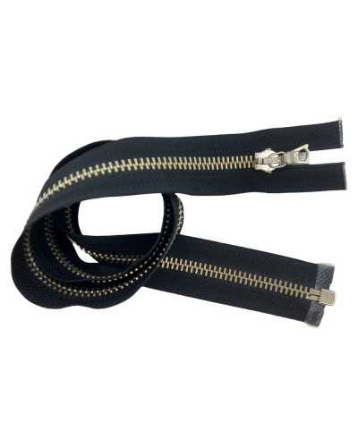 Cerniera Chiusura Zip Lampo Divisibile Nero Catena 6 Metallo Argento Cm 65