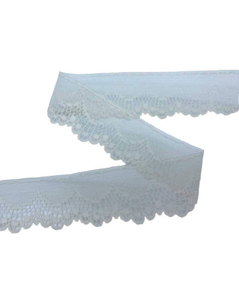 Passementerie Dentelle Festonnée Tulle Crème Semi-rigide Décoration Haute 35 Mm