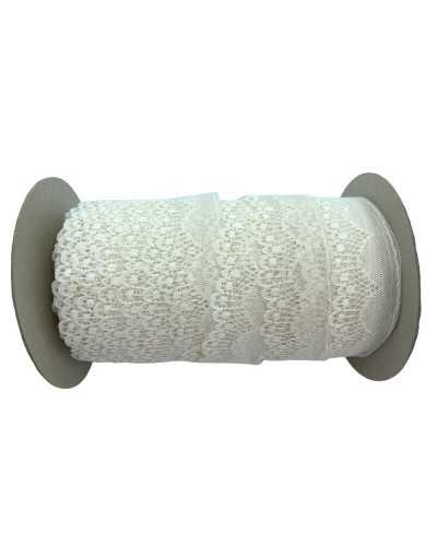 Passamaneria Pizzo Smerlato Merletto Tulle Panna Semirigido Decorazione Alto 35 Mm