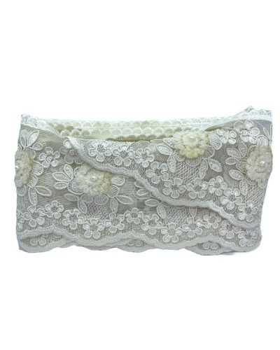 Passamaneria Pizzo Rebrodè Tulle Cotone Ecrù Panna Lavorato Rose Tessuto Perla Alto 12,5 Cm