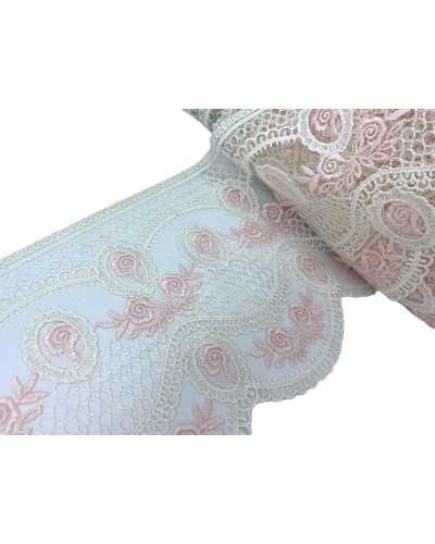 50 Cm Trimmings Lace Scalloped Lace Tulle Milk White Pink Embroidery 13 Cm High