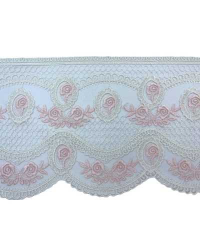 50 Cm Trimmings Lace Scalloped Lace Tulle Milk White Pink Embroidery 13 Cm High