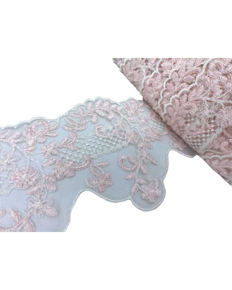 Trimmings Scalloped Lace White Tulle Lace Pink Embroidery High Cm 9