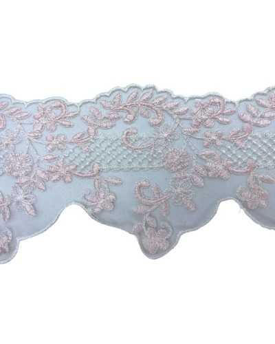 Trimmings Scalloped Lace White Tulle Lace Pink Embroidery High Cm 9