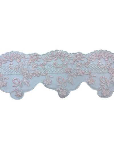 Trimmings Scalloped Lace White Tulle Lace Pink Embroidery High Cm 9