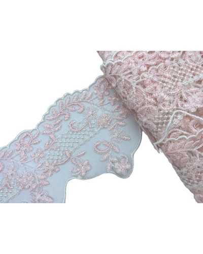 Trimmings Scalloped Lace White Tulle Lace Pink Embroidery High Cm 9