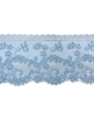 Trimmings Scalloped Lace Tulle Milk White Sky Blue Embroidery 12 Cm High