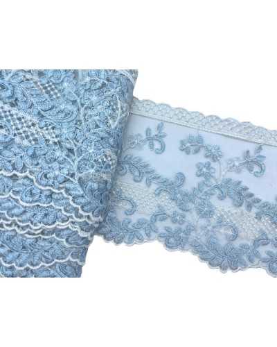 Trimmings Scalloped Lace Tulle Milk White Sky Blue Embroidery 12 Cm High