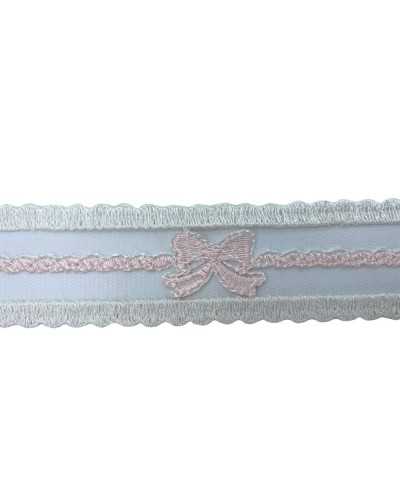 Passementerie Dentelle Cloison Tulle Blanc Lait Broderie Noeud Haut 35 Mm