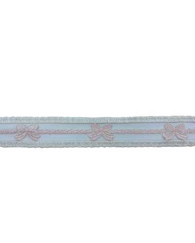 Passamaneria Pizzo Tramezzo Tulle Bianco Latte Ricamo Fiocco Alto 35 Mm