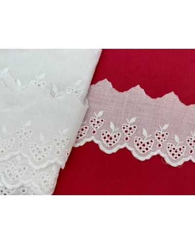 Passementerie Dentelle Sangallo Point Festonnée de 5 cm de haut 100% coton blanc