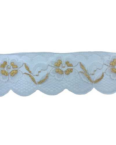 Trimmings Scalloped Lace Semi-rigid Tulle Decorate White Gold Lurex Embroidery High 7 Cm