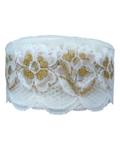 Trimmings Scalloped Lace Semi-rigid Tulle Decorate White Gold Lurex Embroidery High 7 Cm
