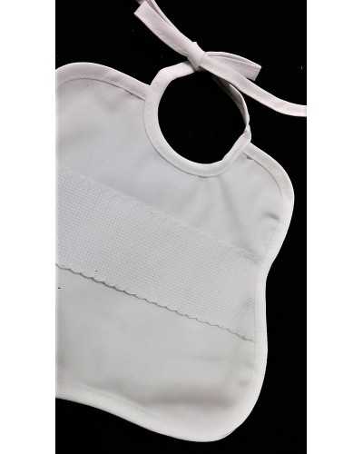 Bib milleriche bib in pure organic cotton with marbet border in aida canvas to embroider