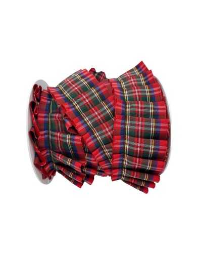 Besatzband Plissè Scottish Tartan High 40 Mm
