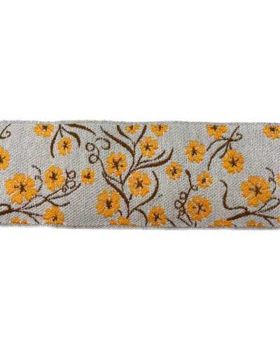 Garniturenband, Tiroler Gallonen-Stickerei, Blumenbasis, gekochtes Tuch, 5 cm hoch