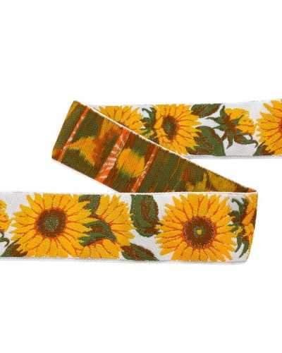 Trimmings Gallon Tyrolean Ribbon Yellow Sunflower Embroidery 5 Cm High
