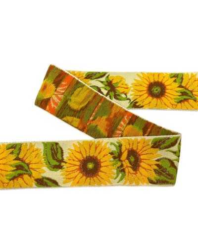 Trimmings Gallon Tyrolean Ribbon Yellow Sunflower Embroidery 5 Cm High