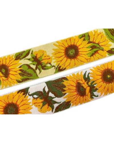 Passementerie Gallon Ruban Tyrolien Broderie Tournesol Jaune 5 Cm De Haut