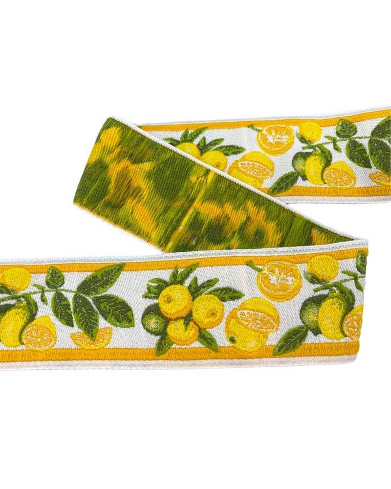 Trimmings Ribbon Tyrolean Gallon Embroidery Fruit Lemon Orange High 45 Mm
