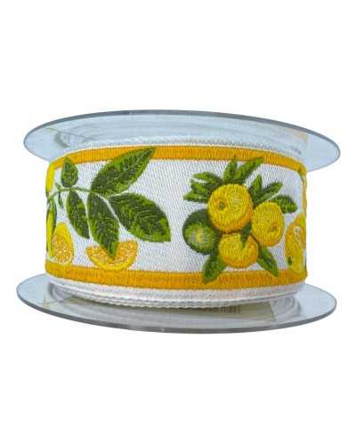 Trimmings Ribbon Tyrolean Gallon Embroidery Fruit Lemon Orange High 45 Mm