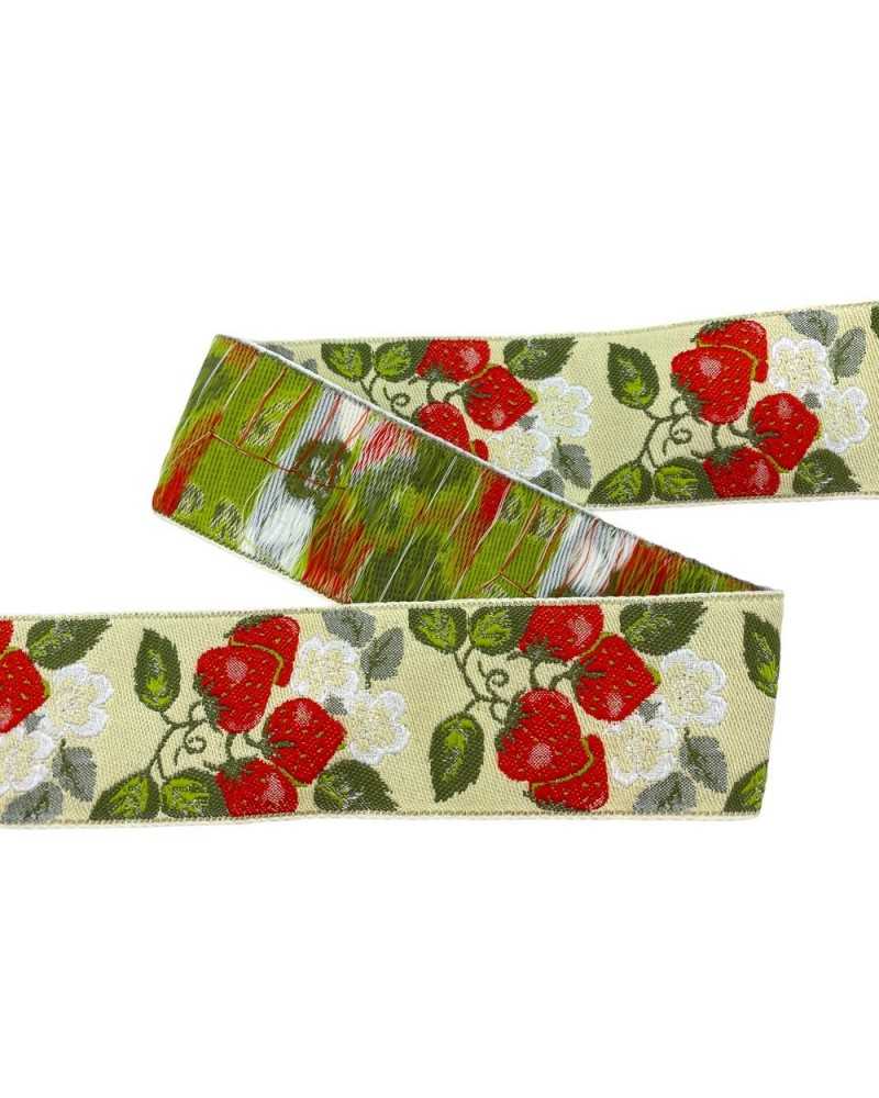 Passementerie Galon Tyrolien Broderie Fraise Rouge 45 Mm De Haut