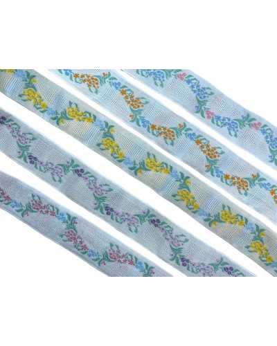 Besatz Tiroler Bandstickerei Kleine Blumen Blätter 3 cm hoch