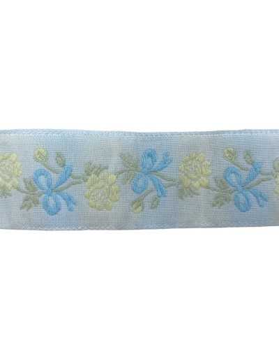 Trimmings Ribbon Tyrolean Gallon Embroidery Bow Flower White Base 3 Cm High