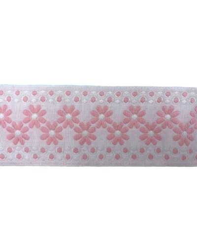 Trimmings Ribbon Tyrolean Gallon Embroidery Polka Dot Flower White Base 5 Cm High
