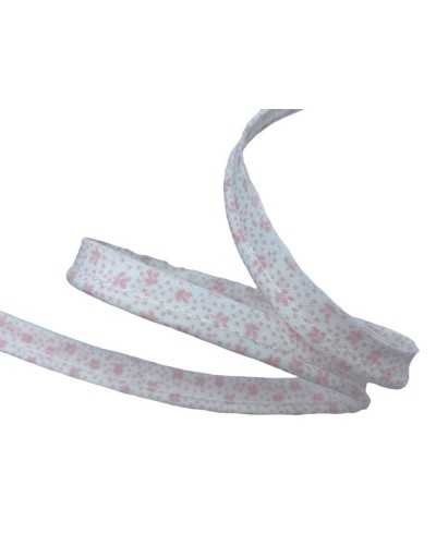Passementerie Profil Coton Imprimé Feuilles Fond Blanc 1 Cm De Haut