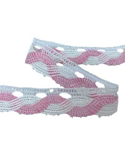 Pasamanería Puntilla Puntilla Algodón Bolillos Punta Red Festoneada Bicolor Alto 25 Mm