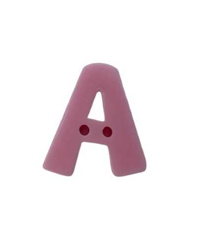 Button 2 Pink Holes Letter Alphabet Italic Resin High 18x13 Mm
