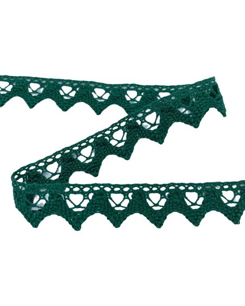 Trimmings Cotton Lace Tip Bottle Green High 15 Mm