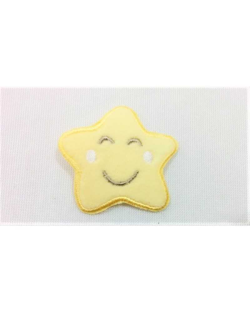 Ecusson Application Thermocollant Marbet Broderie Baby Velvet Star Jaune Base 43x43 Mm