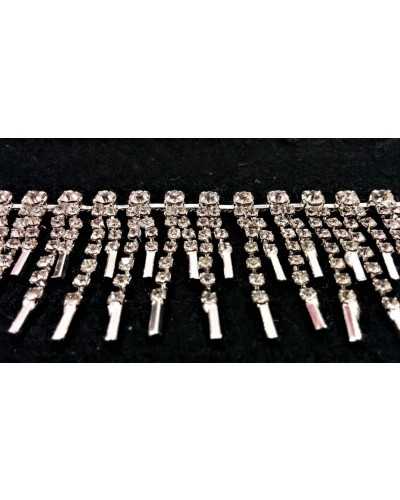 10 Cm Trimmings Jewel Strass Silver Steel Fringe High 35 Mm
