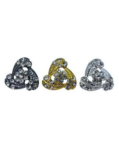 Rhinestone jewel button Triangle metal stem mis 44 cm 3x3