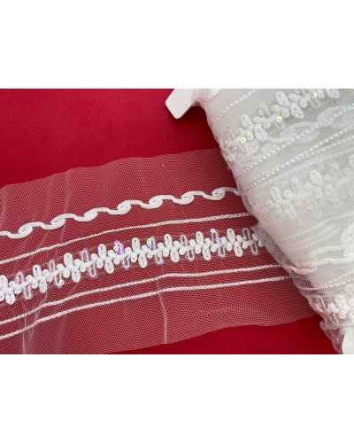 50 cm-Tablett, das sticktet White Tüll-Pailletten mit hoher Paillette 6cm