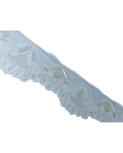 Lace Tulle Raschel Elastic White Milk Milk Marked Split Sequined Faceted Tall 3cm