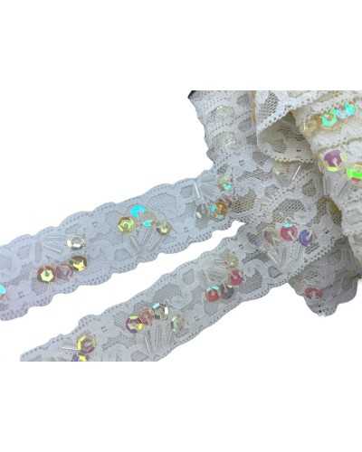 Piabus Elastic Lace Tulle Sexto Frontera Bordado Tubos Bordados Lentejuelas Facetadas Multicolor Multicolor High 3cm
