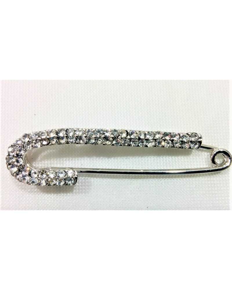 Brosche mit Stahlstrass 60x15 mm