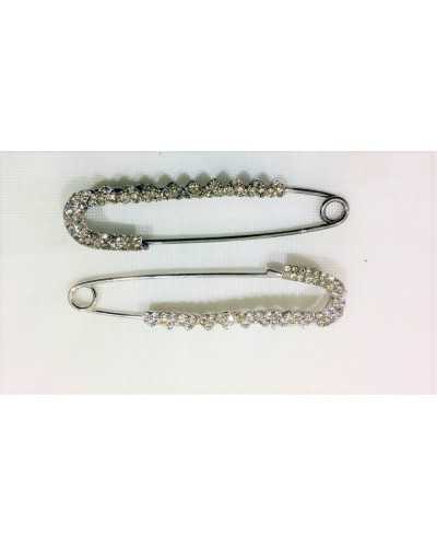 Brooch with steel rhinestones 60x15 mm
