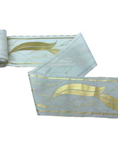 Weihnachtsdrucken Band Lurex Gold Blatt Rand Baumwollgewebe High Walls 11 cm