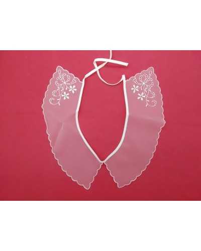 Aplicación Cuello Mujer Organza Bordado Flor Blanco Leche